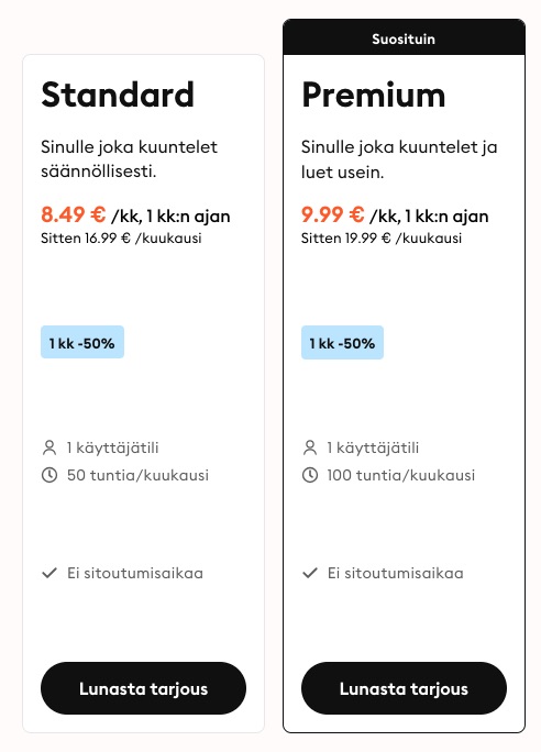 storytel tilaukset